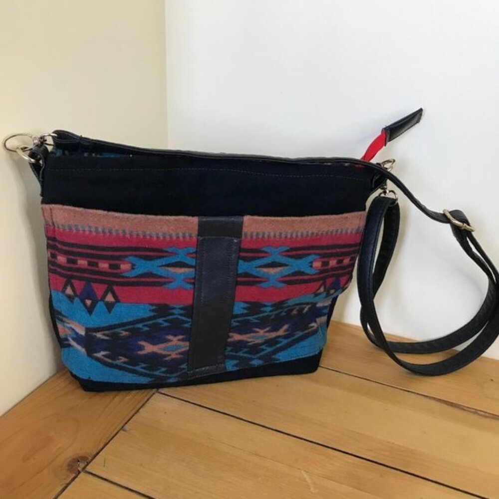 Hand Crafted Southwestern Print Fabric Shoulder Bag Purse Original by Louise